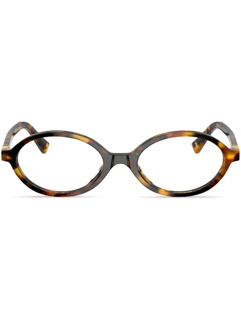 Miu Miu lunettes de soleil ovales à effet écailles de tortue