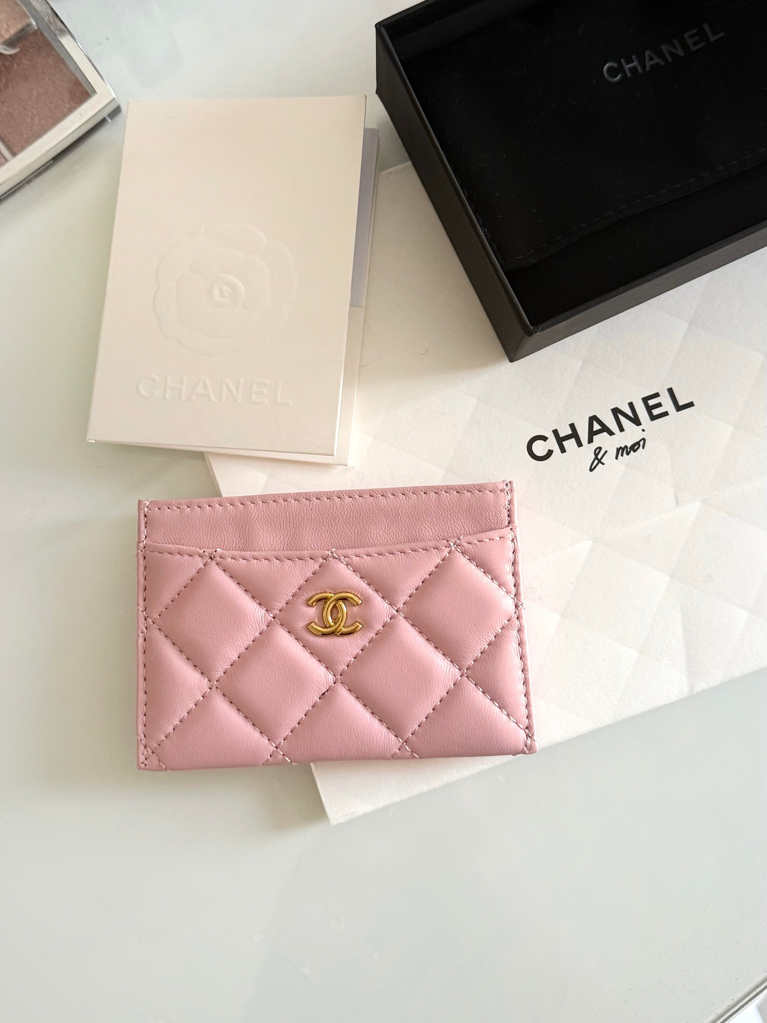 PORTE-CARTES ROSE ET DORÉ