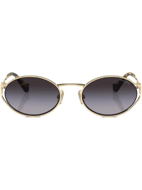 Miu Miu lunettes de soleil ovales à plaque logo