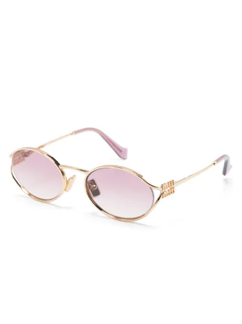 Miu Miu lunettes de soleil ovales à plaque logo