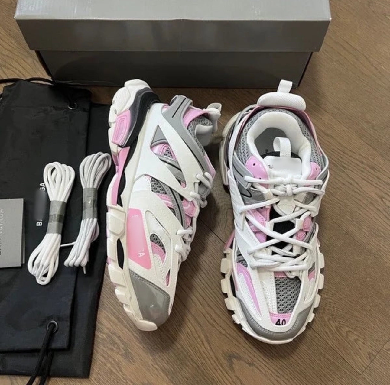 B Tracks white pink grey